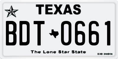 TX license plate BDT0661