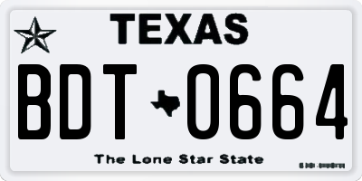 TX license plate BDT0664