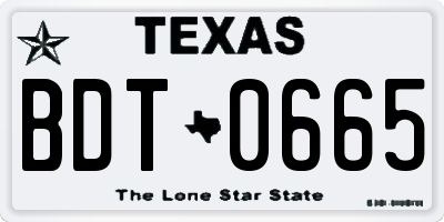 TX license plate BDT0665