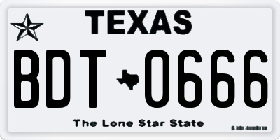 TX license plate BDT0666