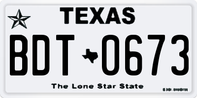 TX license plate BDT0673