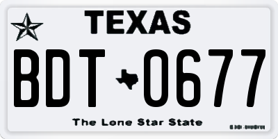 TX license plate BDT0677