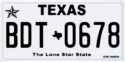 TX license plate BDT0678