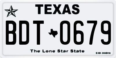 TX license plate BDT0679