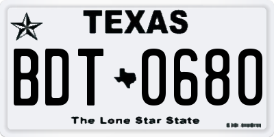 TX license plate BDT0680