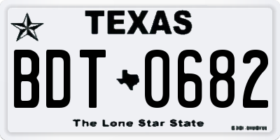 TX license plate BDT0682