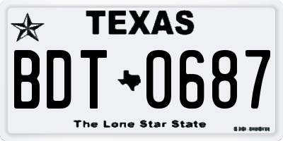 TX license plate BDT0687