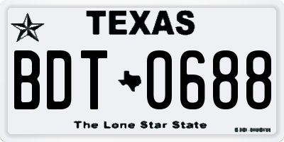 TX license plate BDT0688