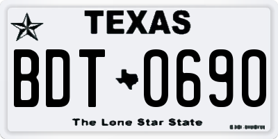 TX license plate BDT0690