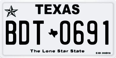 TX license plate BDT0691