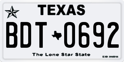 TX license plate BDT0692