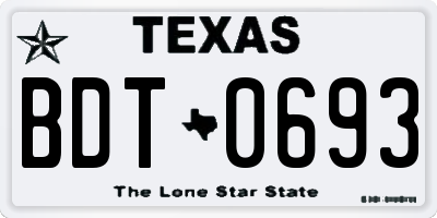 TX license plate BDT0693