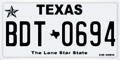 TX license plate BDT0694