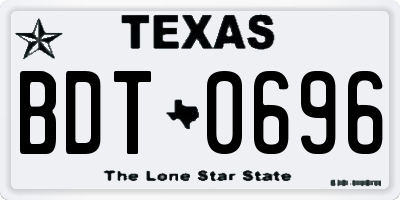 TX license plate BDT0696