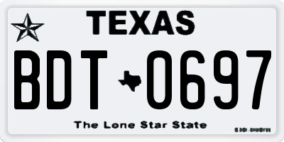 TX license plate BDT0697