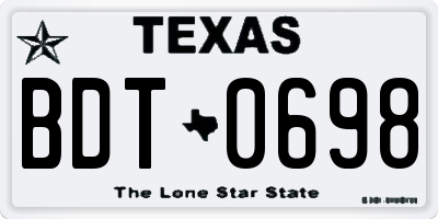 TX license plate BDT0698