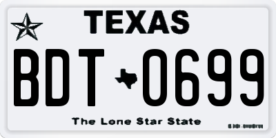 TX license plate BDT0699