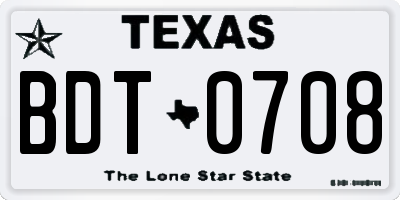 TX license plate BDT0708