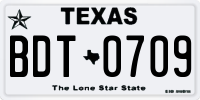 TX license plate BDT0709