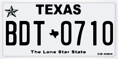 TX license plate BDT0710