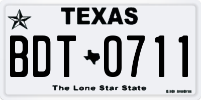 TX license plate BDT0711
