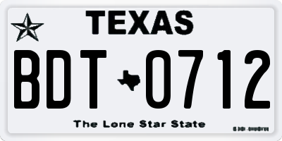 TX license plate BDT0712