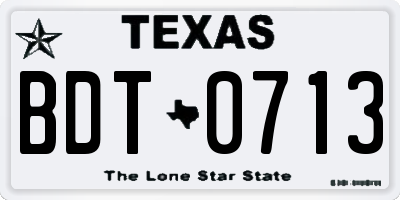 TX license plate BDT0713