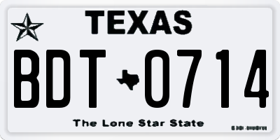 TX license plate BDT0714
