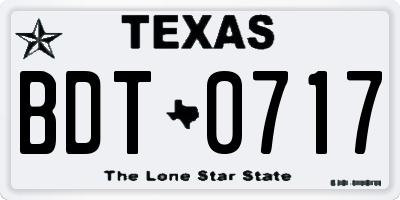 TX license plate BDT0717