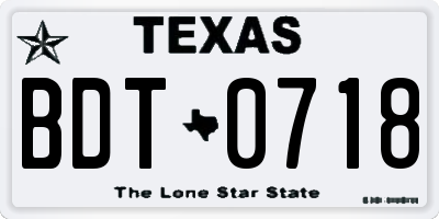 TX license plate BDT0718