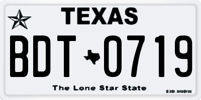 TX license plate BDT0719