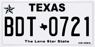 TX license plate BDT0721