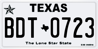 TX license plate BDT0723