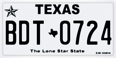 TX license plate BDT0724