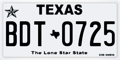 TX license plate BDT0725