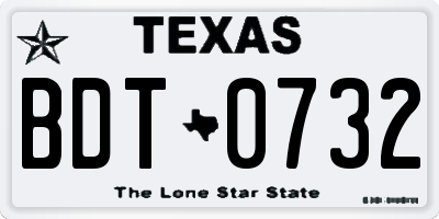 TX license plate BDT0732