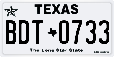 TX license plate BDT0733