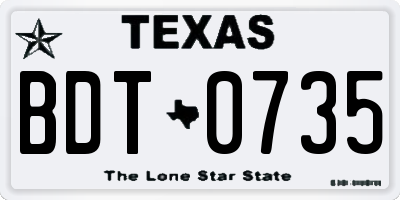 TX license plate BDT0735