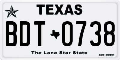 TX license plate BDT0738