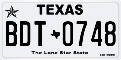 TX license plate BDT0748