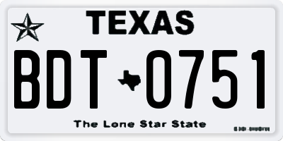 TX license plate BDT0751
