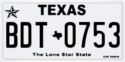 TX license plate BDT0753