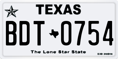 TX license plate BDT0754