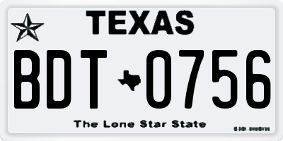 TX license plate BDT0756