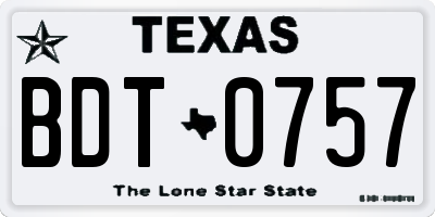 TX license plate BDT0757