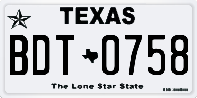TX license plate BDT0758