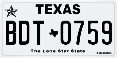 TX license plate BDT0759