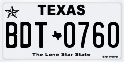 TX license plate BDT0760