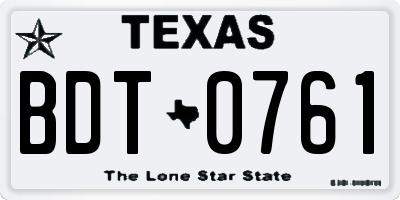 TX license plate BDT0761