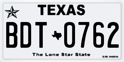 TX license plate BDT0762